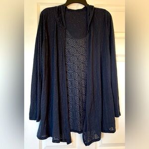 Sheer cardigan tunic hoodie.